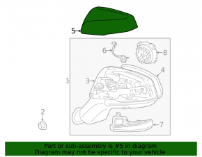 Left side mirror cover for Toyota Rav4 19-25 under the turn signal