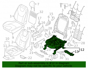 Left passenger seat slide for Ford Edge 15-24