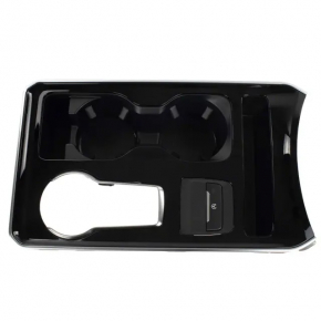 Center console trim with cup holder for Ford Edge 19-24, gray, without parking sensors