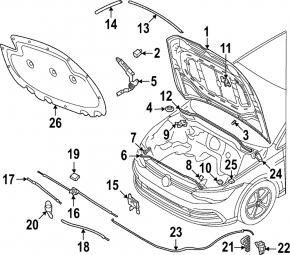 Left hood lock for Audi A6 C8 19- with sensor