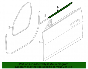 Molding door-glass central rear front right BMW i4 22-26 black