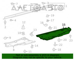 Rear underbody protection Toyota Highlander 20-22 worn, tears