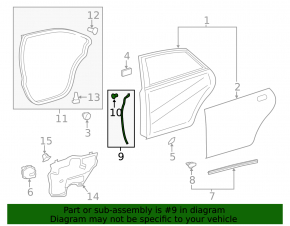 Door seal rear left Toyota Avalon 13-18 front