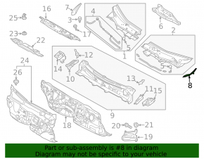 Left wiper grille seal Mazda CX-5 17-24