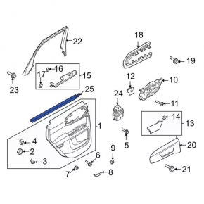 Glass seal inside rear right door Ford Bronco Sport 21-25