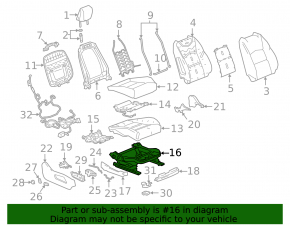 Left passenger seat runner for Chevrolet Malibu 16-25, mechanical, without frame