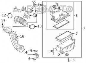Air duct for Lexus NX350h NX450h+ 22-25 manifold with resonator