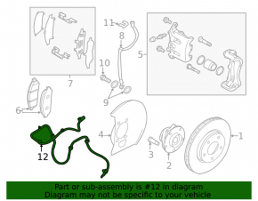 Front left ABS sensor for Nissan Leaf 11-17