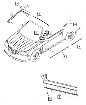 Left threshold Chrysler 200 11-14