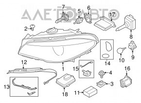 Front right headlight complete BMW 5 F10 11-13 xenon