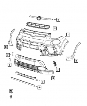 Front bumper arch trim left Fiat 500L 14-16 Trekking