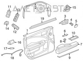 Front left door control unit for a 17-20 Chrysler Pacifica