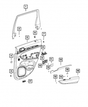 Molding trim door rear left Jeep Grand Cherokee WK2 17- under dark wood