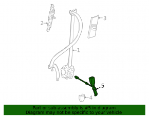 Toyota Sequoia 2008-2009 passenger seat belt latch, beige, with wire