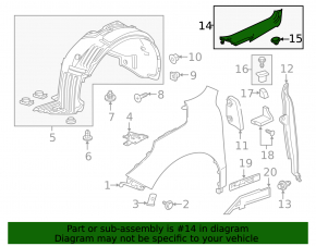 Wing seal hood-wing right Acura MDX 17-20 rest