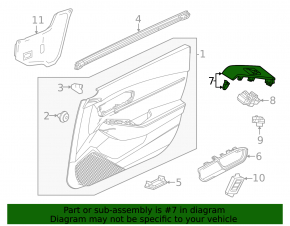 Honda Accord 2023-2026 front left window control trim, gloss black