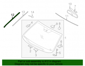 Windshield molding left Kia Sorento 16-20