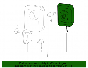 Right mirror element for Toyota FJ Cruiser 2007-2014