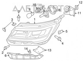 Headlight mount lower right Ford Explorer 16-19