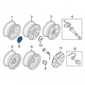Central cap for Ford Explorer 20-55/50mm chrome disk