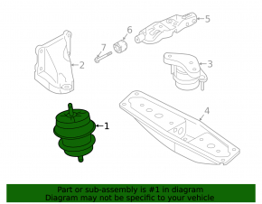 Engine mount left Infiniti Q50 14- RWD 3.0, 3.7