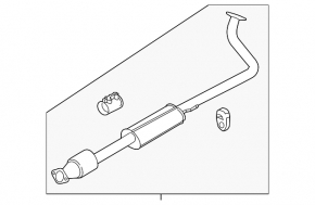 Exhaust line middle part cut out catalytic converter Hyundai Kona 18-21 FWD 2.0