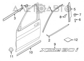 BMW X3 G01 18-24 front right side door trim, gloss black, glued on