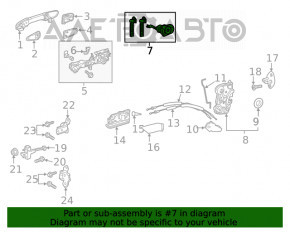 Front left lock cylinder Toyota Highlander 20-