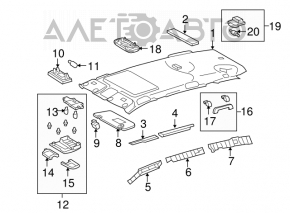 Front ceiling handle for Toyota Highlander 2008-2013, gray