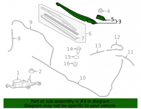 Rear wiper arm for Toyota Prius 50 16-22