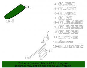 Spoiler tailgate Mercedes GLS-class X166 13-19