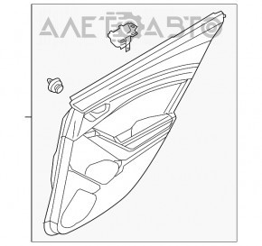 Door trim card rear right Mazda 3 14-18 BM black
