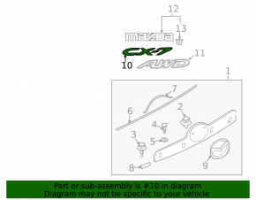 The "CX-7" emblem on the tailgate of the Mazda CX-7 06-12