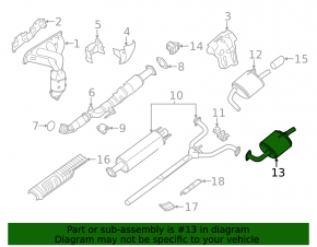 Rear muffler with barrel left Nissan Altima 13-18