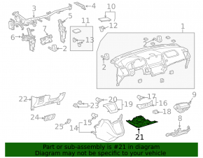 Lexus RX300 RX330 RX350 RX400h 07 passenger knee dashboard trim - black, with backlight
