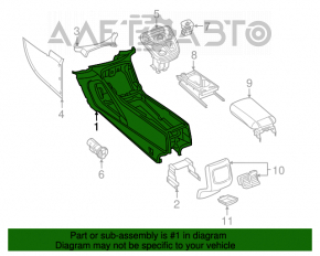 Console center armrest and cup holders Chrysler 200 15-17 black leather