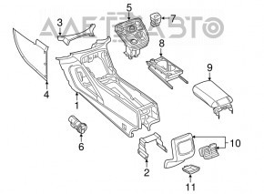 Console center armrest and cup holders Chrysler 200 15-17 black leather
