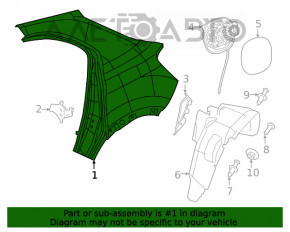 Rear right wing Fiat 500X 16-