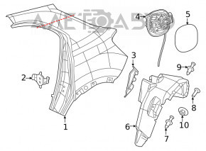Rear right wing Fiat 500X 16-