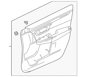 Front left door panel for Honda CRV 17-22, black, gray leather armrest, gray leather insert, wood molding, for seat memory, with handle, worn, needs cleaning