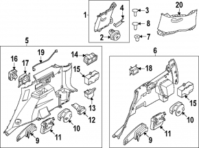 Left wheel arch trim for Hyundai Santa Fe 24-26, gray, for climate control