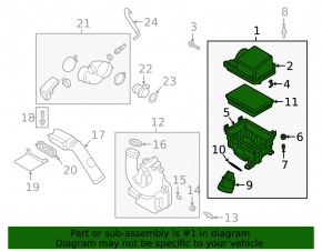 Air filter housing Kia Forte 19-24 2.0 complete 3 parts