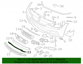 Lower front bumper reinforcement for BMW 3 Series F30 12-18 Sedan/Wagon, m package, covers & mounting
