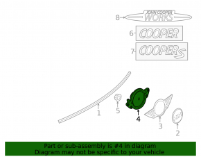 Mini Cooper Countryman R60 10-16 Emblem Tailgate Handle