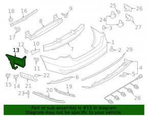 Rear bumper mount right VW Jetta 15-18 USA