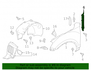 Wing seal door-wing right VW Touareg 11-17