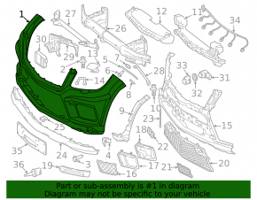 Bare front bumper Mercedes GLS-class X166 13-16 AMG for parking sensors