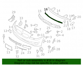 Front bumper reinforcement small BMW 5 F10 10-16