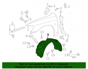 Front right mudguard Toyota Camry v30 2.4