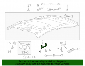 Front right ceiling handle for Ford Fusion mk5 13-16 gray